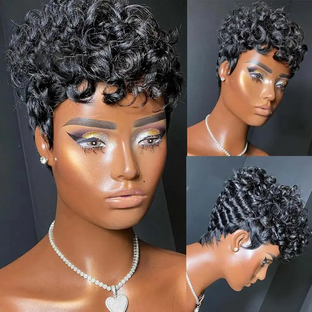 Short Pixie Wigs for Black Women Short Black Curly