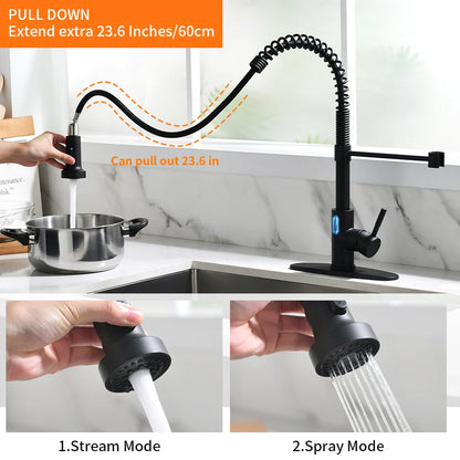Touchless LED Light Kitchen Sink Faucet