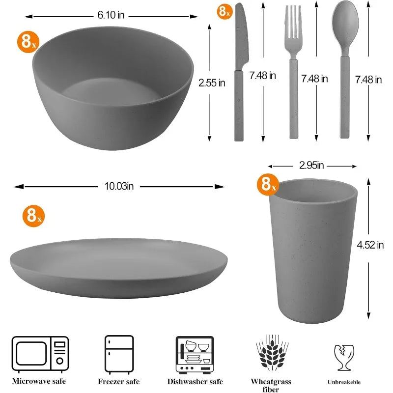 Plastic Wheat Straw Dinnerware Sets