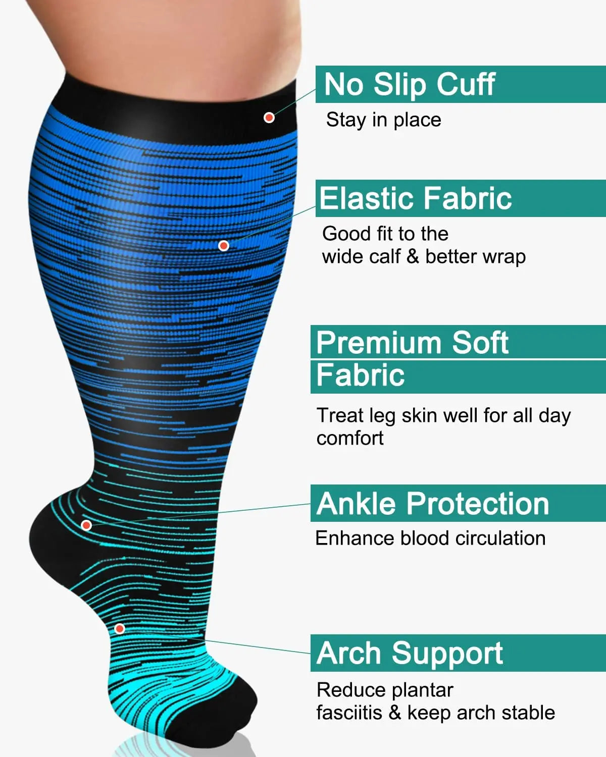 Running Compression Socks Knee High -Plus Size