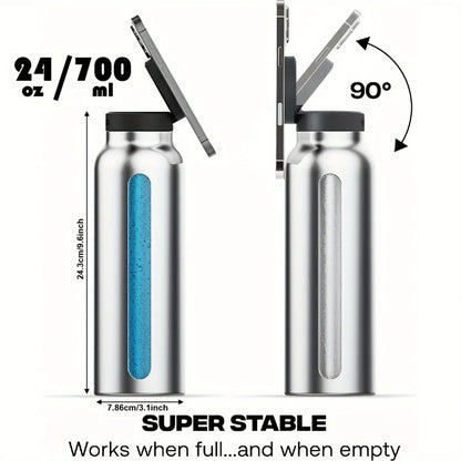 Stainless Steel Water Bottle with Phone Holder