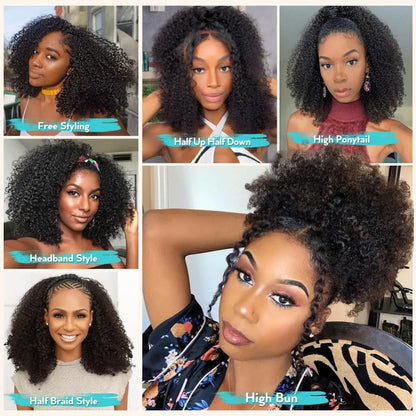 Half Wig Headband Curly 32 Inches Human Hair