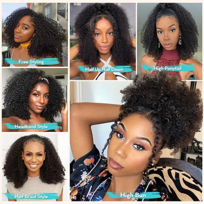 Half Wig Headband Curly 32 Inches Human Hair