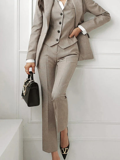 Women 3 Pcs Vintage Long Sleeve Suit