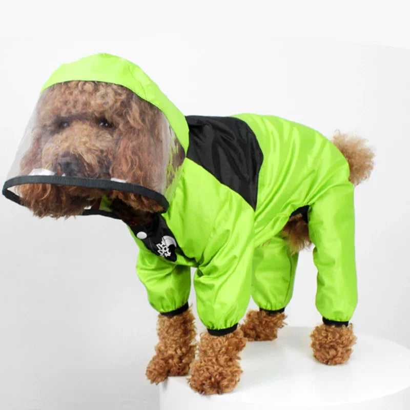 Transparent Hooded Waterproof Dog Raincoat