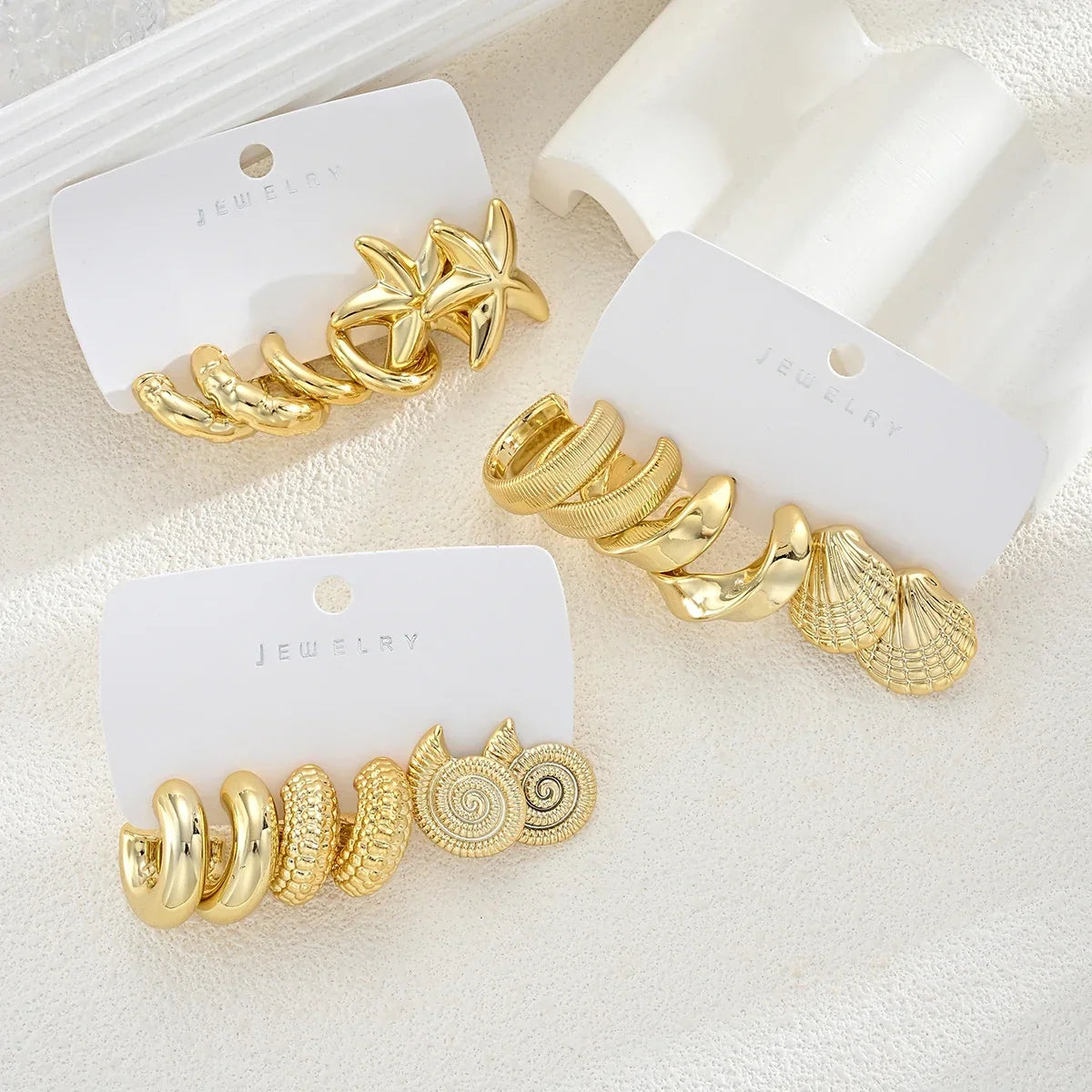 Gold ocean earring set, view 5