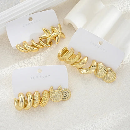 Gold ocean earring set, view 5