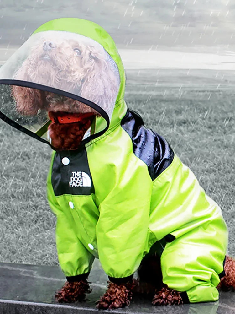 Transparent Hooded Waterproof Dog Raincoat