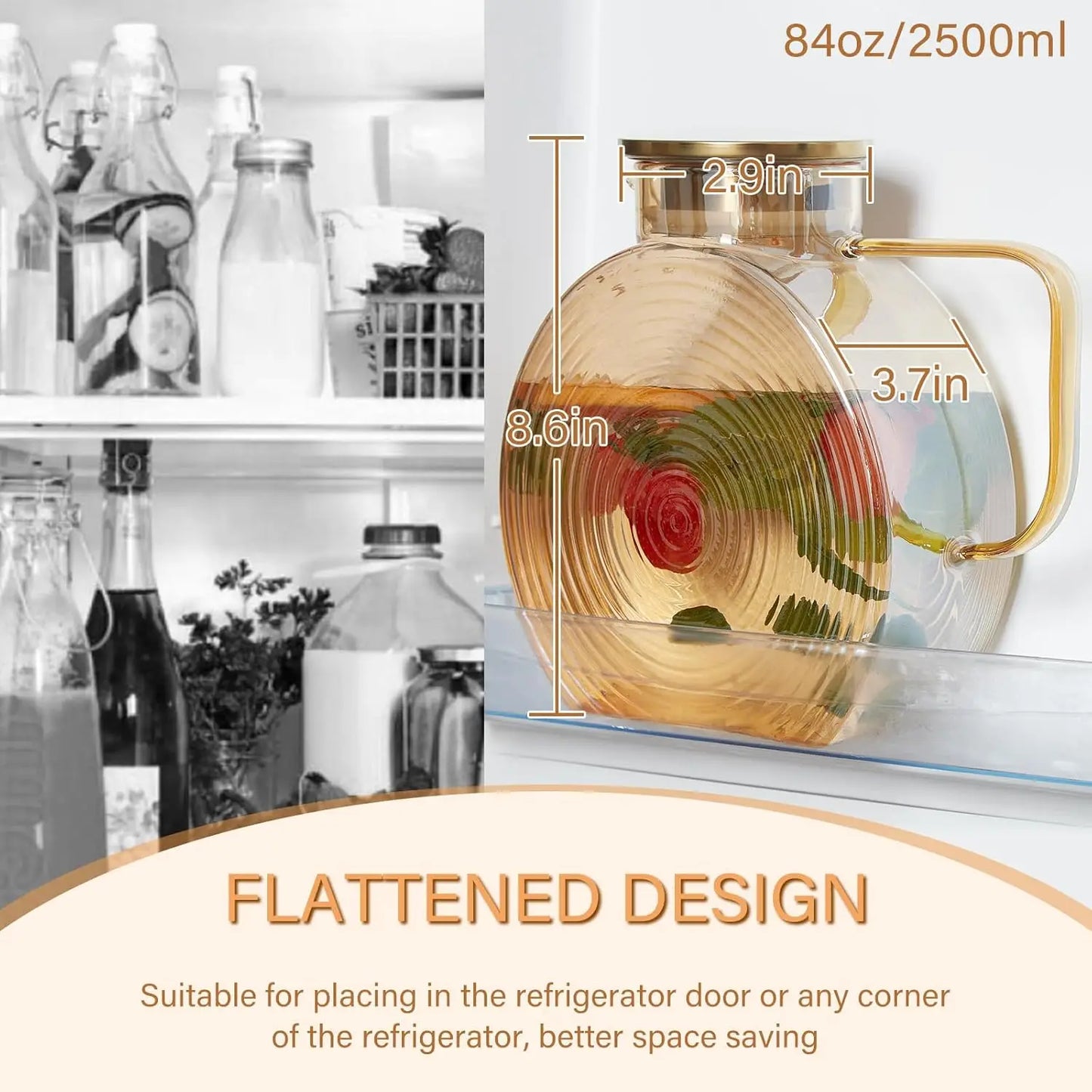 Snail Glass Pitcher 2.5L 84oz Large Iced Tea Pitcher