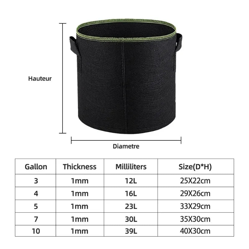 5Pcs Grow Bags Gardening Fabric