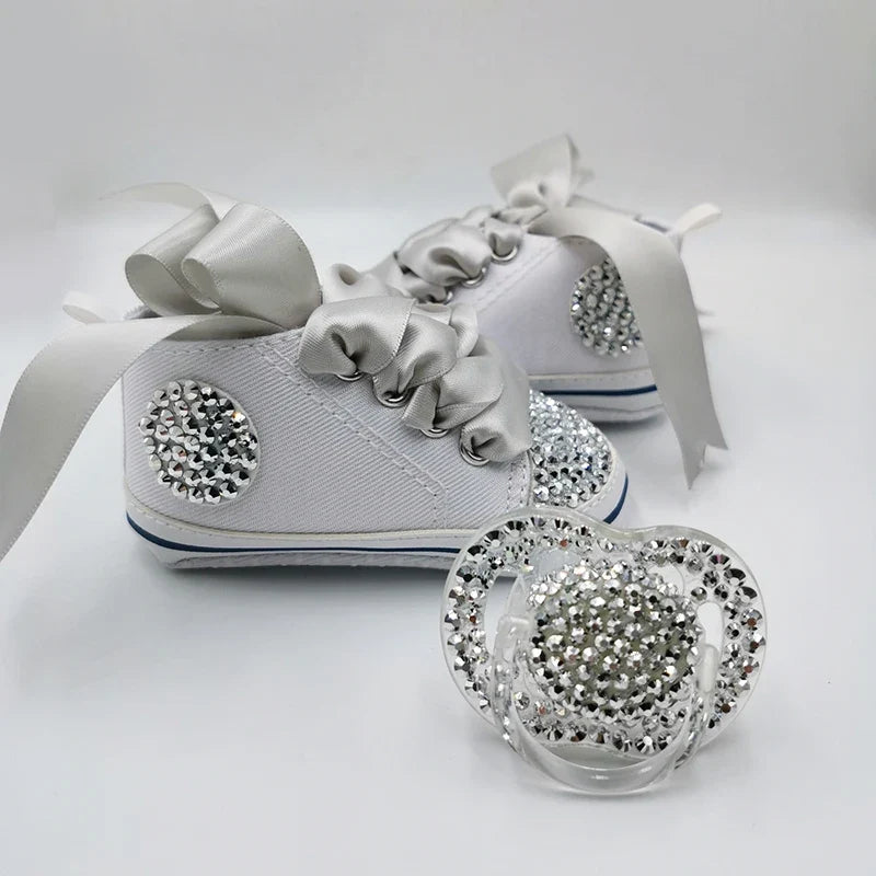 Diamond Baby Shoes Pacifier Set
