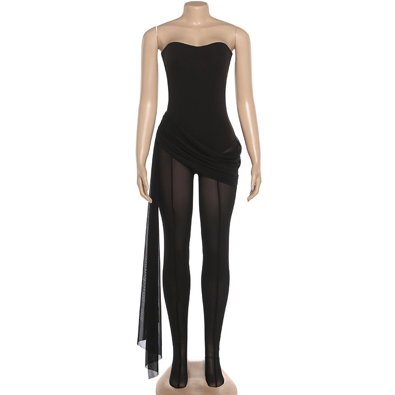 Mesh patchwork jumpsuit, view 5
