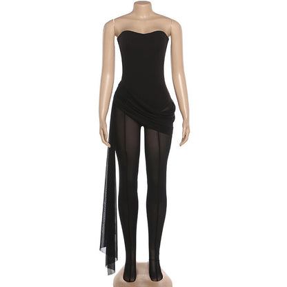Mesh patchwork jumpsuit, view 5