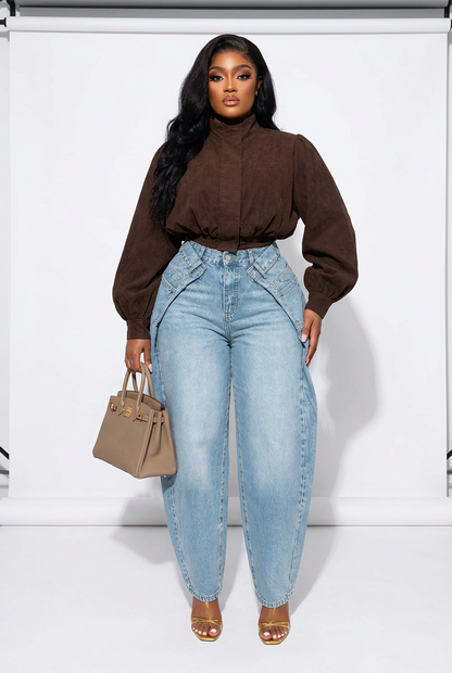 Plus Size Arc Seam Wide-Leg Jeans in Navy, Blue or Black