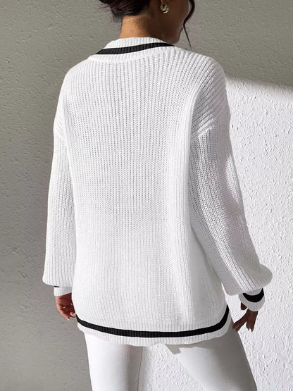 Pearl-trim V-neck sweater, view 12