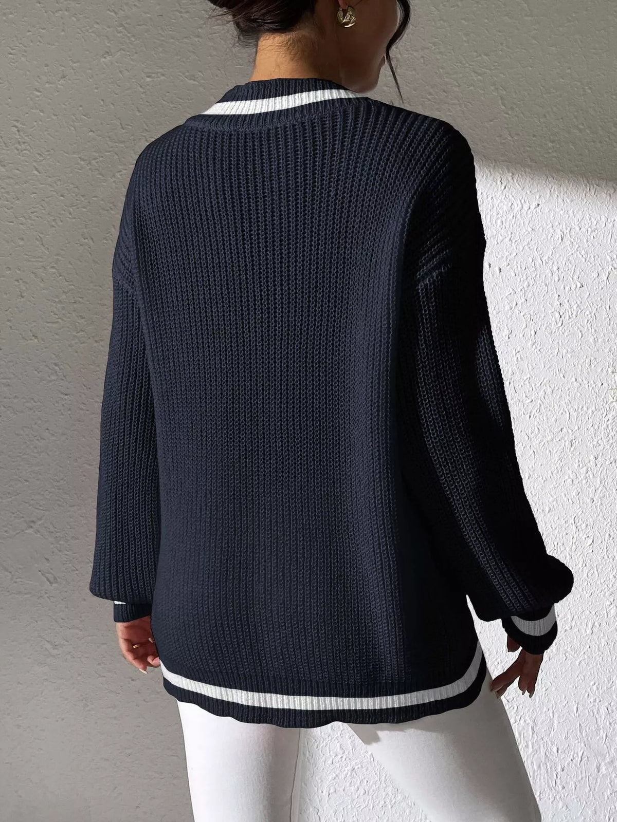 Pearl-trim V-neck sweater, view 10
