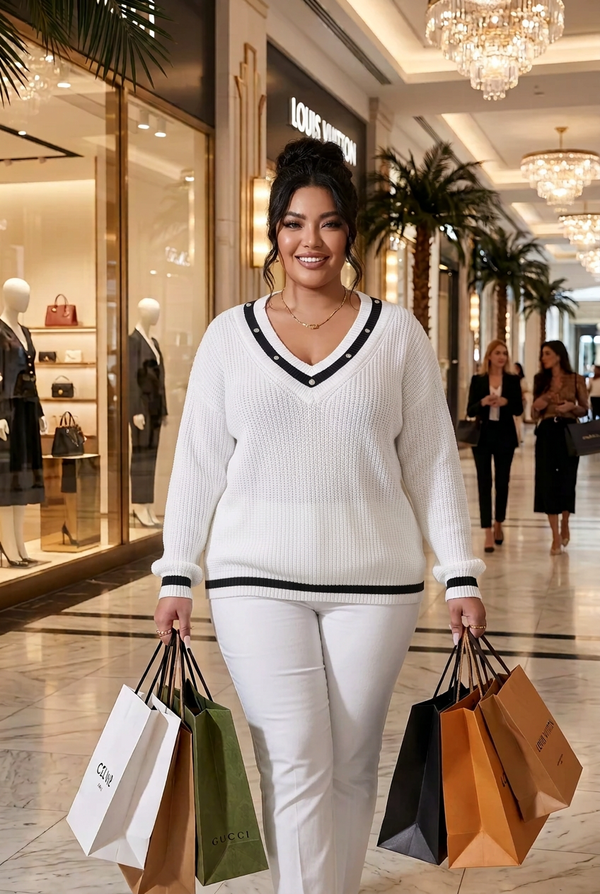 Pearl-trim V-neck sweater, view 11