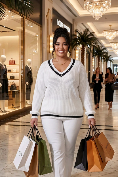 Pearl-trim V-neck sweater, view 11