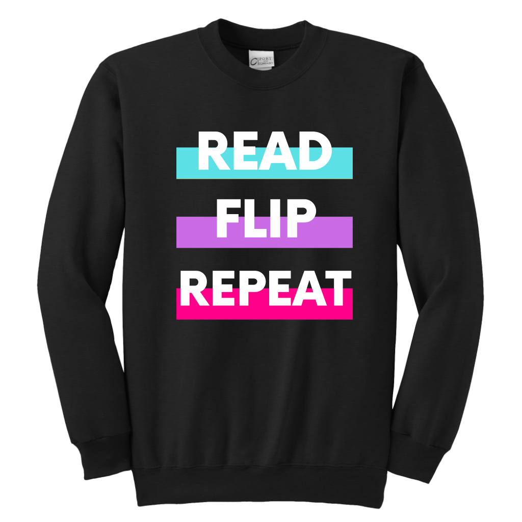 Read Flip Repeat Crewneck Sweatshirt Kids & Youth - MONLANE