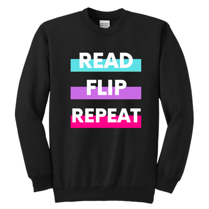 Read Flip Repeat Crewneck Sweatshirt Kids & Youth - MONLANE