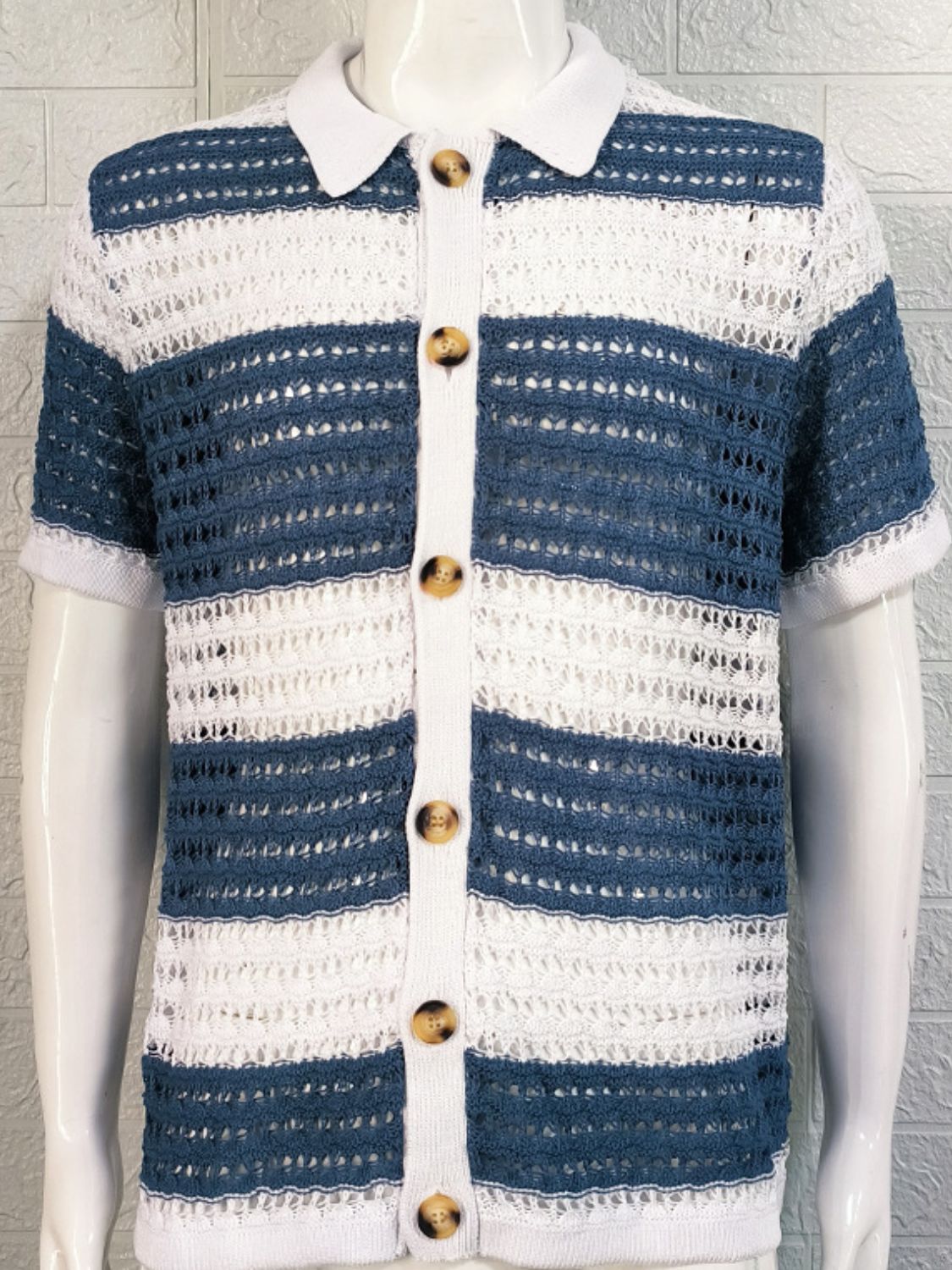 Men's Button Down Openwork Shirt