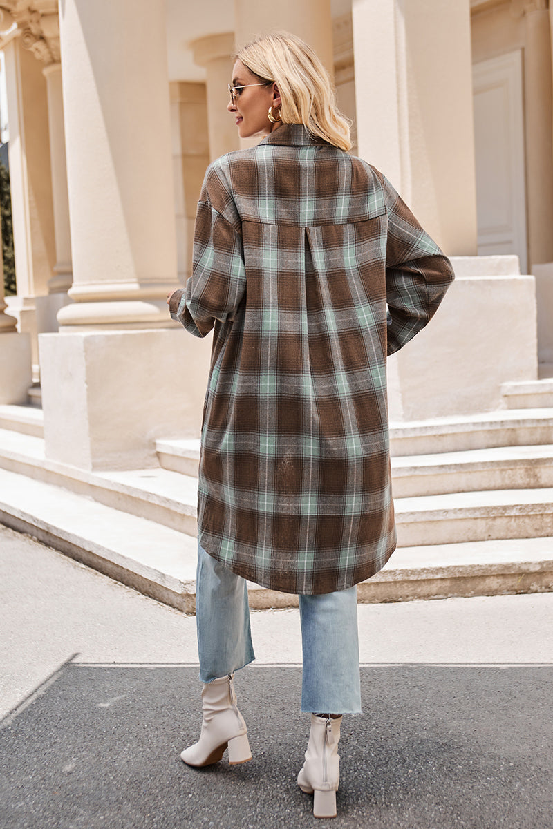 Plaid Long Sleeve Coat