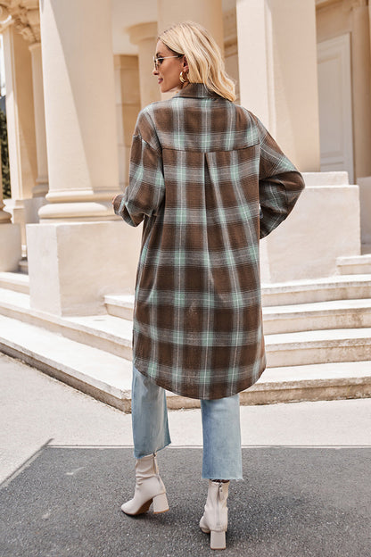 Plaid Long Sleeve Coat
