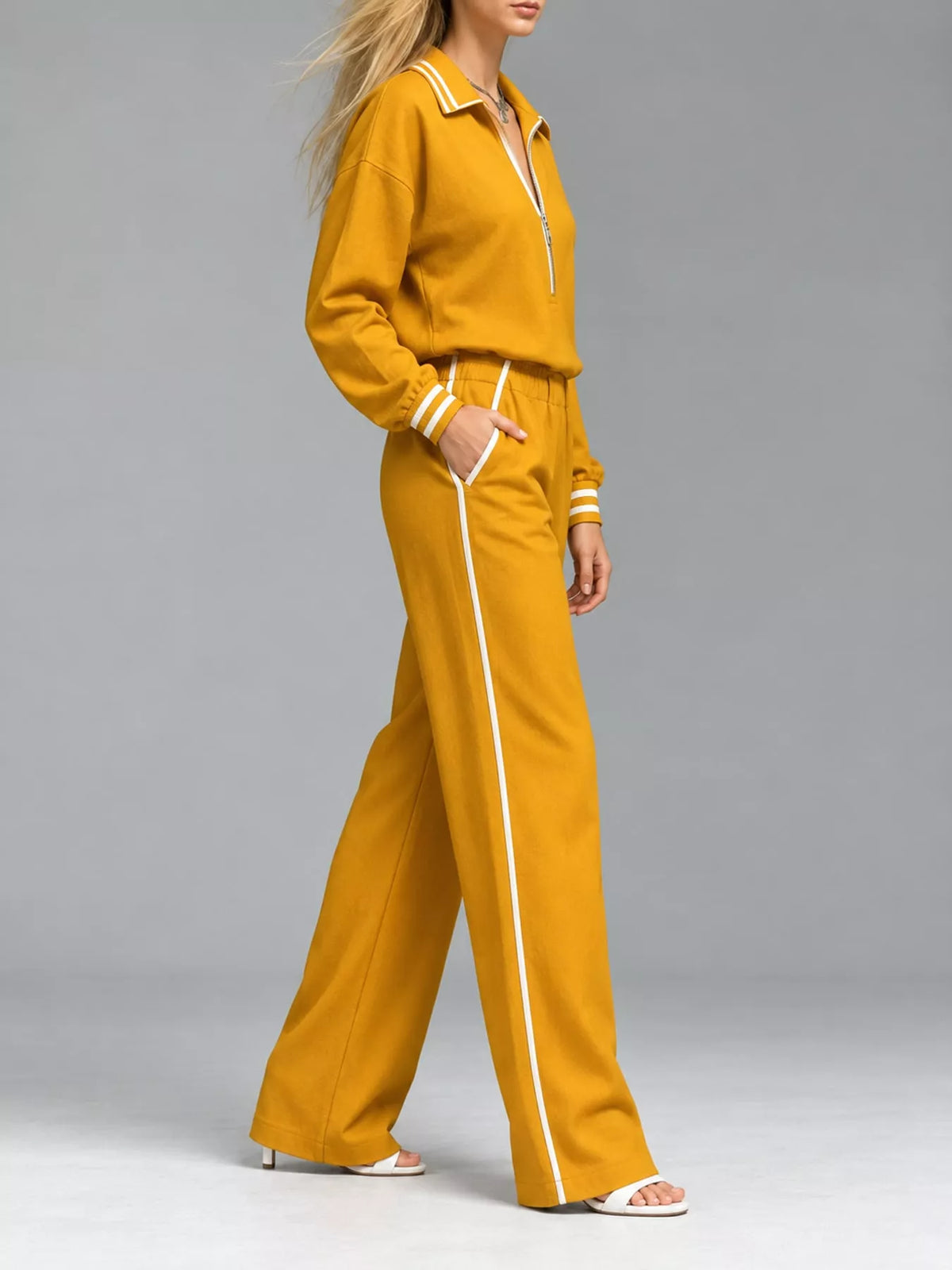 Striped half-zip set, view 3