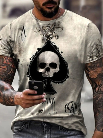 Men's Plus Size Skull Ace of Spades Graphic T-Shirt