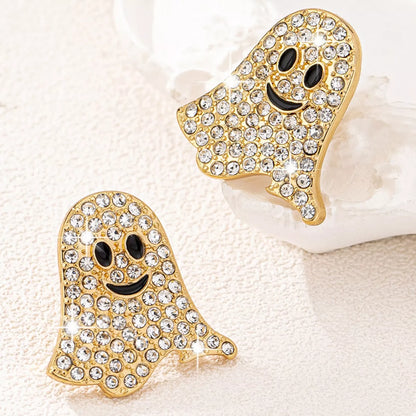18K Gold-Plated Rhinestone Ghost Earrings
