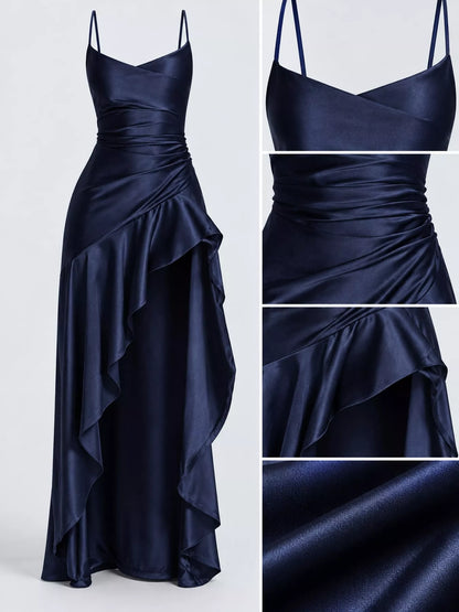 High-low ruffle hem evening dress, view 40