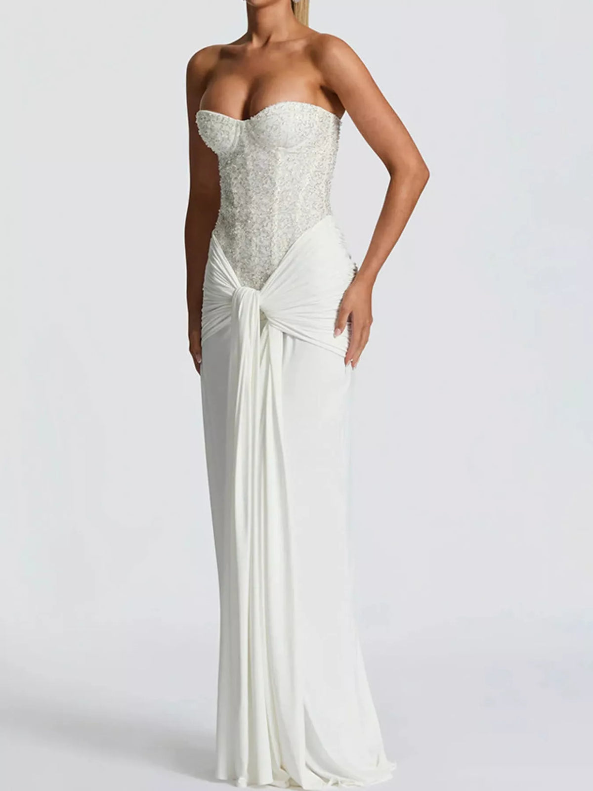 Sequin corset maxi dress, view 3