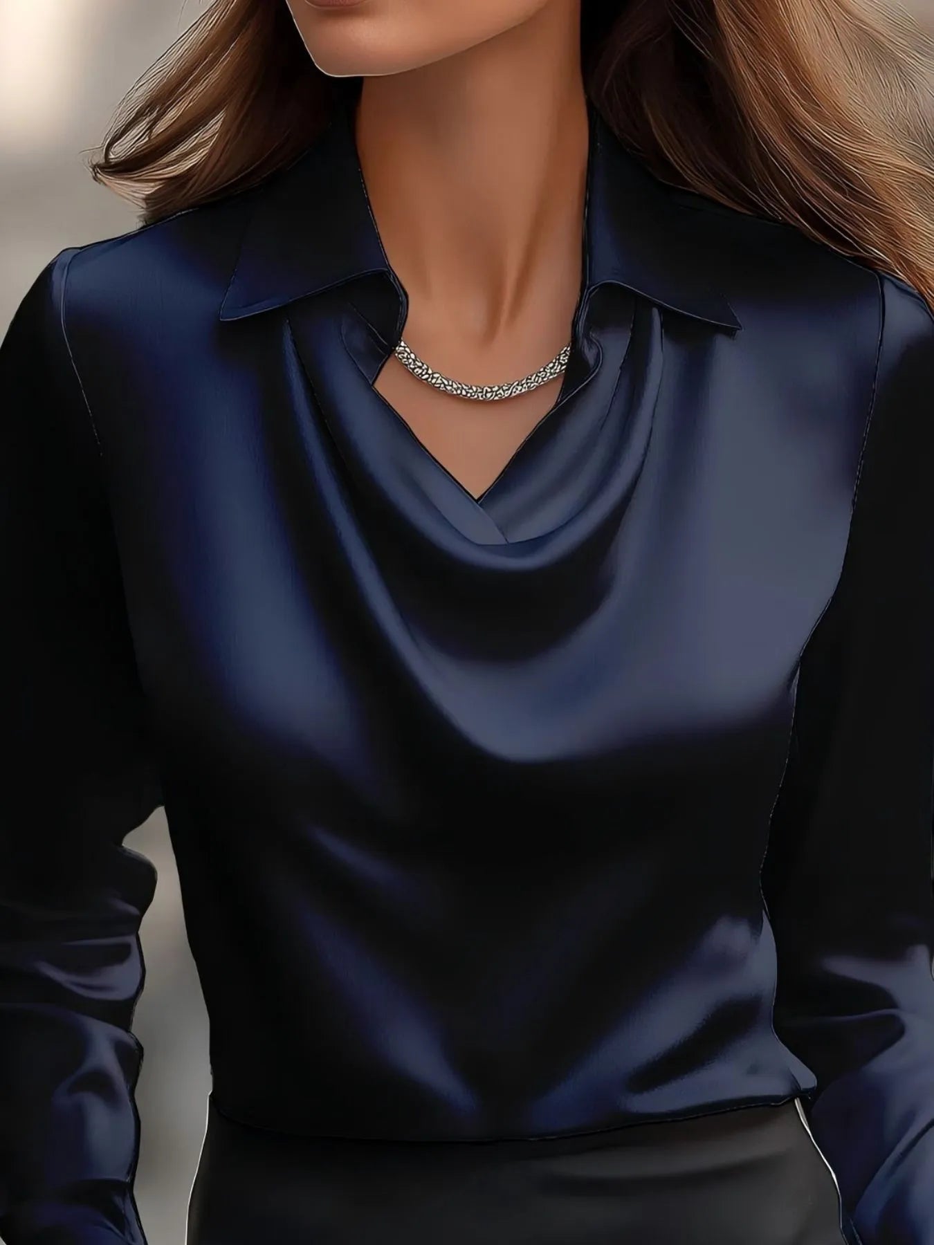 Full Size Collared Neck Long Sleeve Blouse