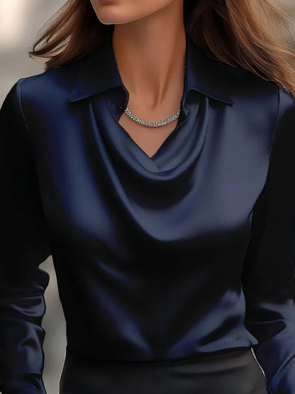 Full Size Collared Neck Long Sleeve Blouse