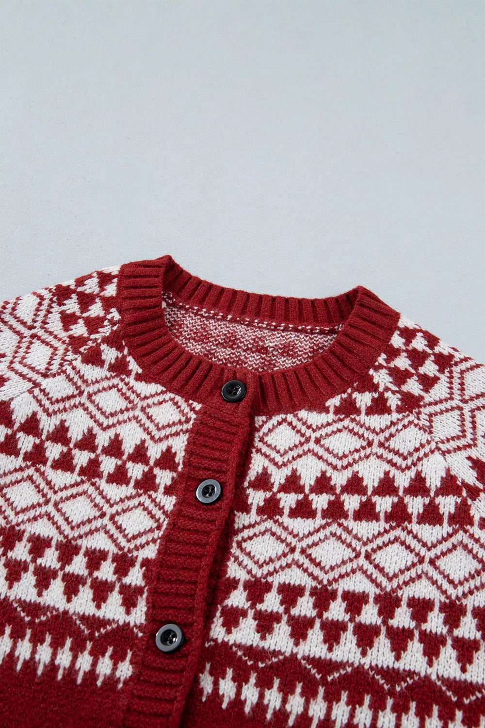 Geometric Print Button Front Long Sleeve Knitwear Cardigan