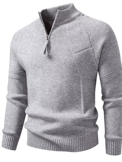 Men's Plus Size Quarter-Zip Ribbed Knit Sweater