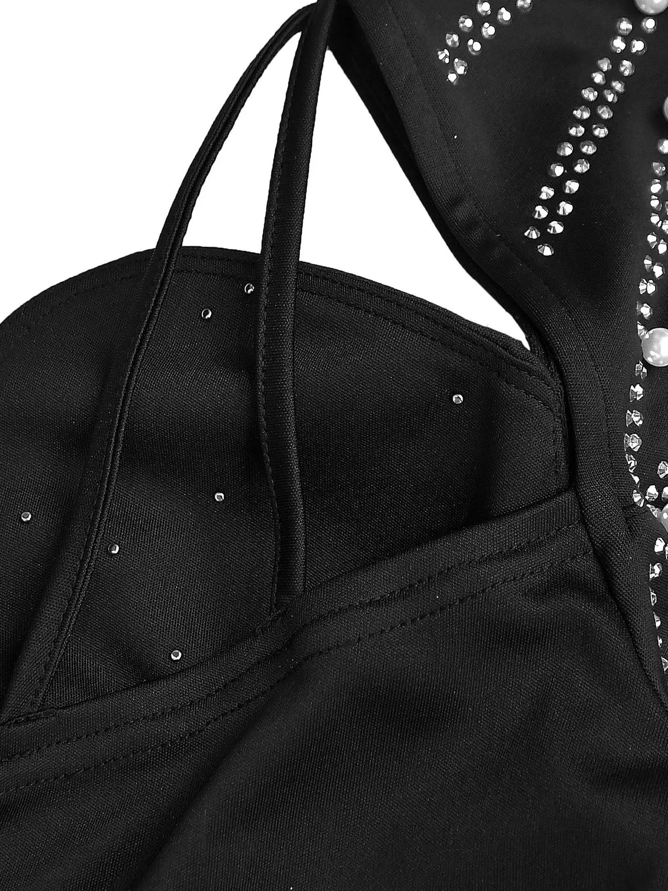 Rhinestone Pearl Detail One-Shoulder Mermaid Maxi Dress