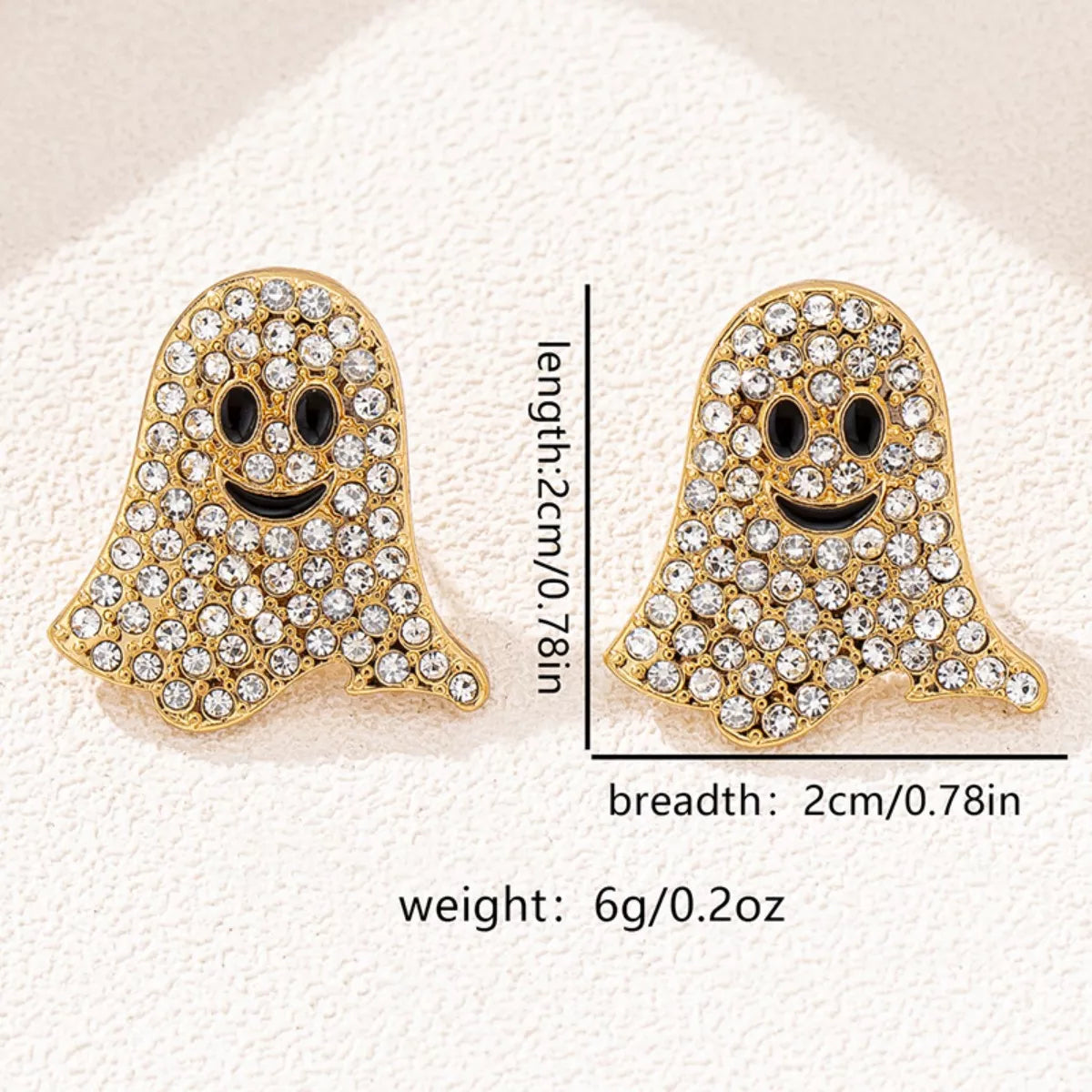 18K Gold-Plated Rhinestone Ghost Earrings