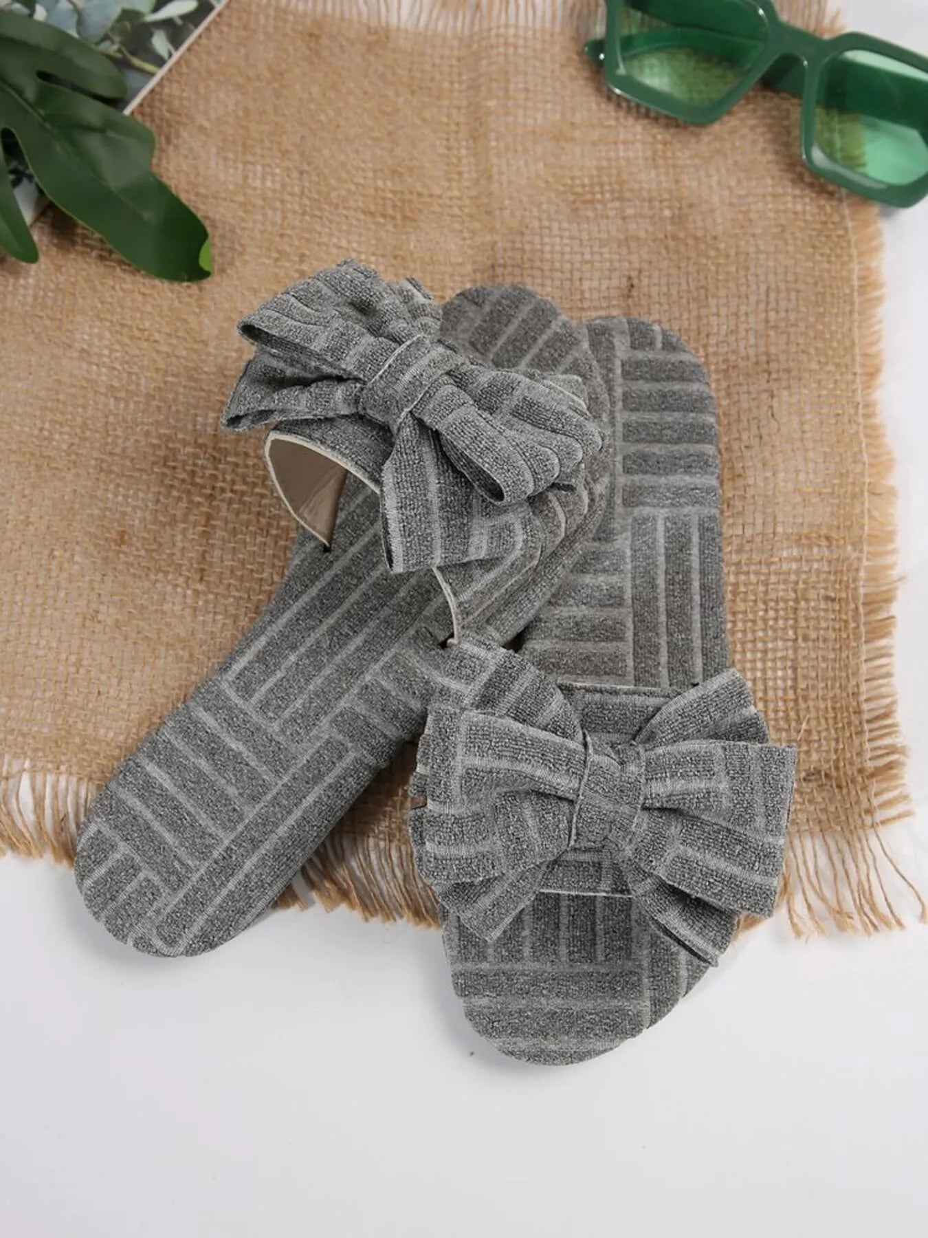 Bow Knot Open Toe Slippers