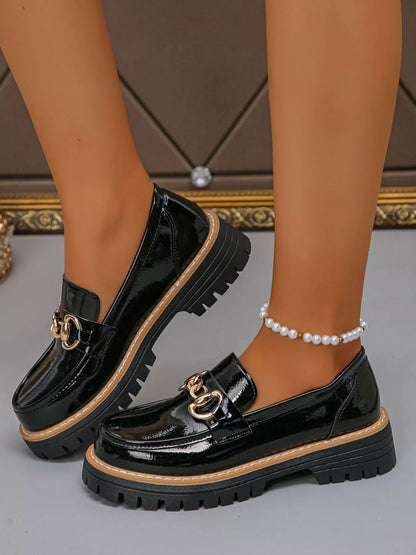 Round Toe Platform Loafers