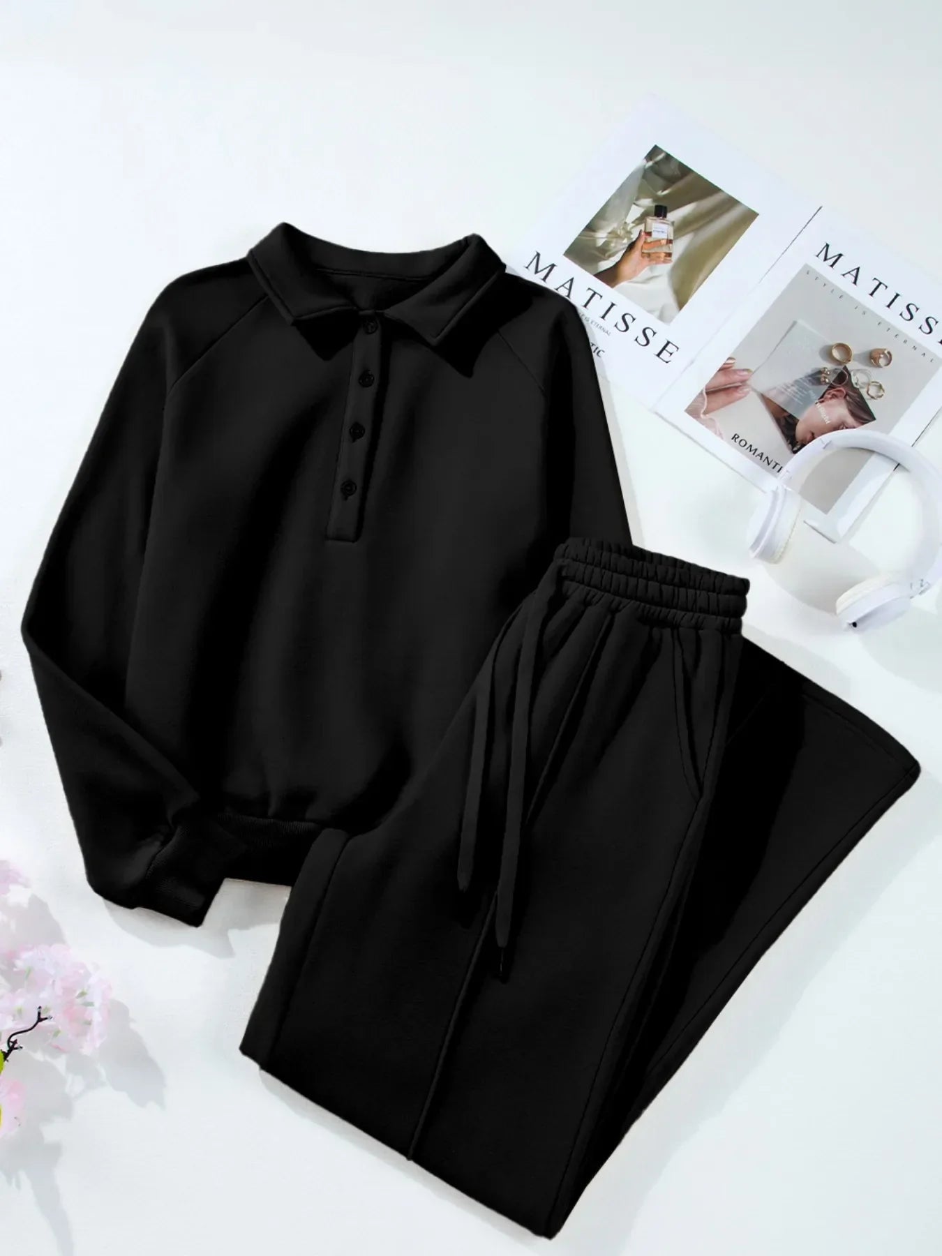 Sweatshirt and High Waist Pants Active Set