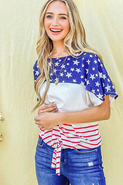 American Flag Print Casual Top