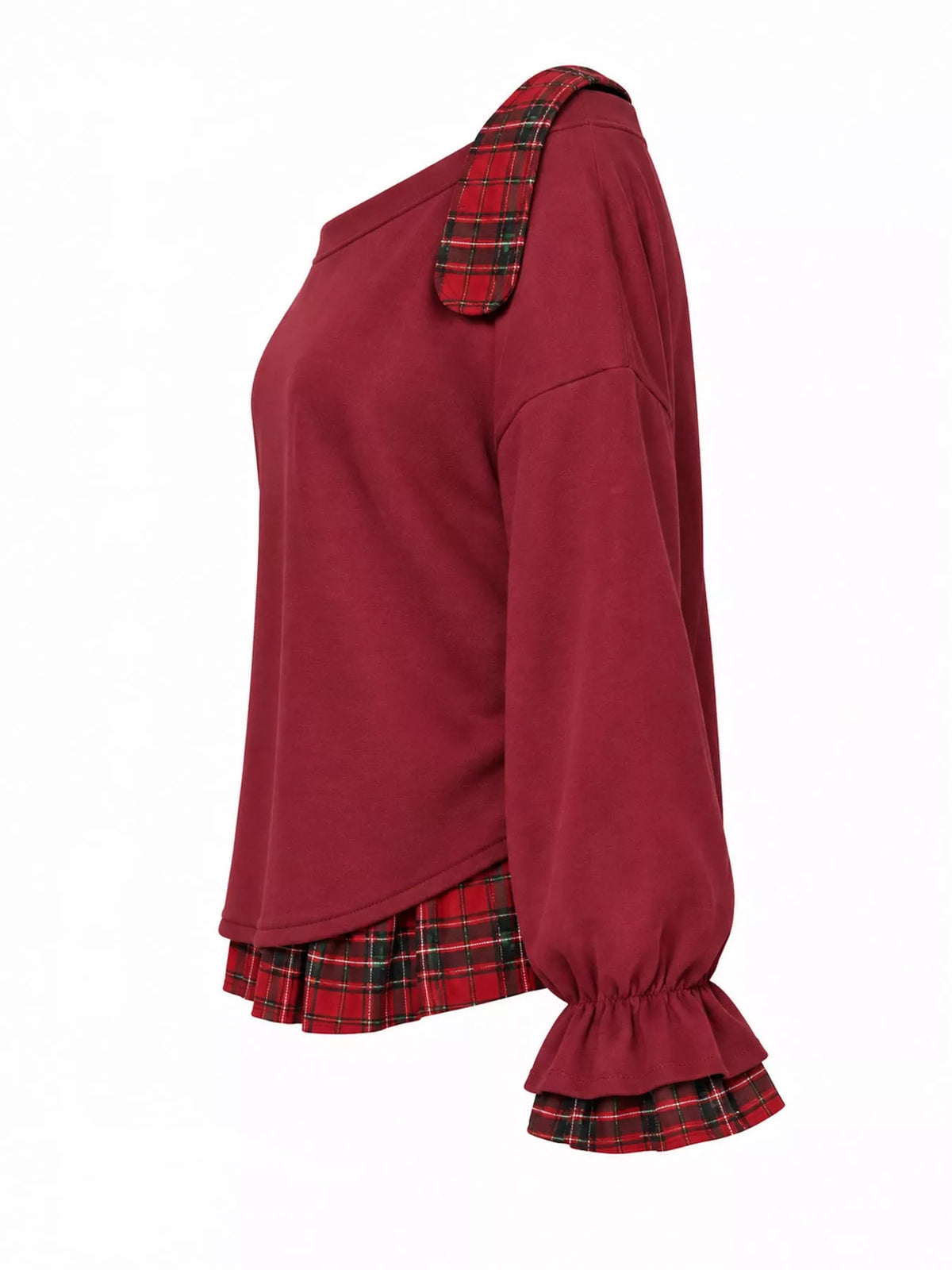 Curvy women's plaid pullover, view 14