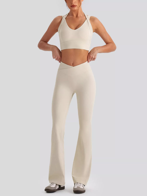 V-neck criss-cross workout tank and leggings, 10 colors