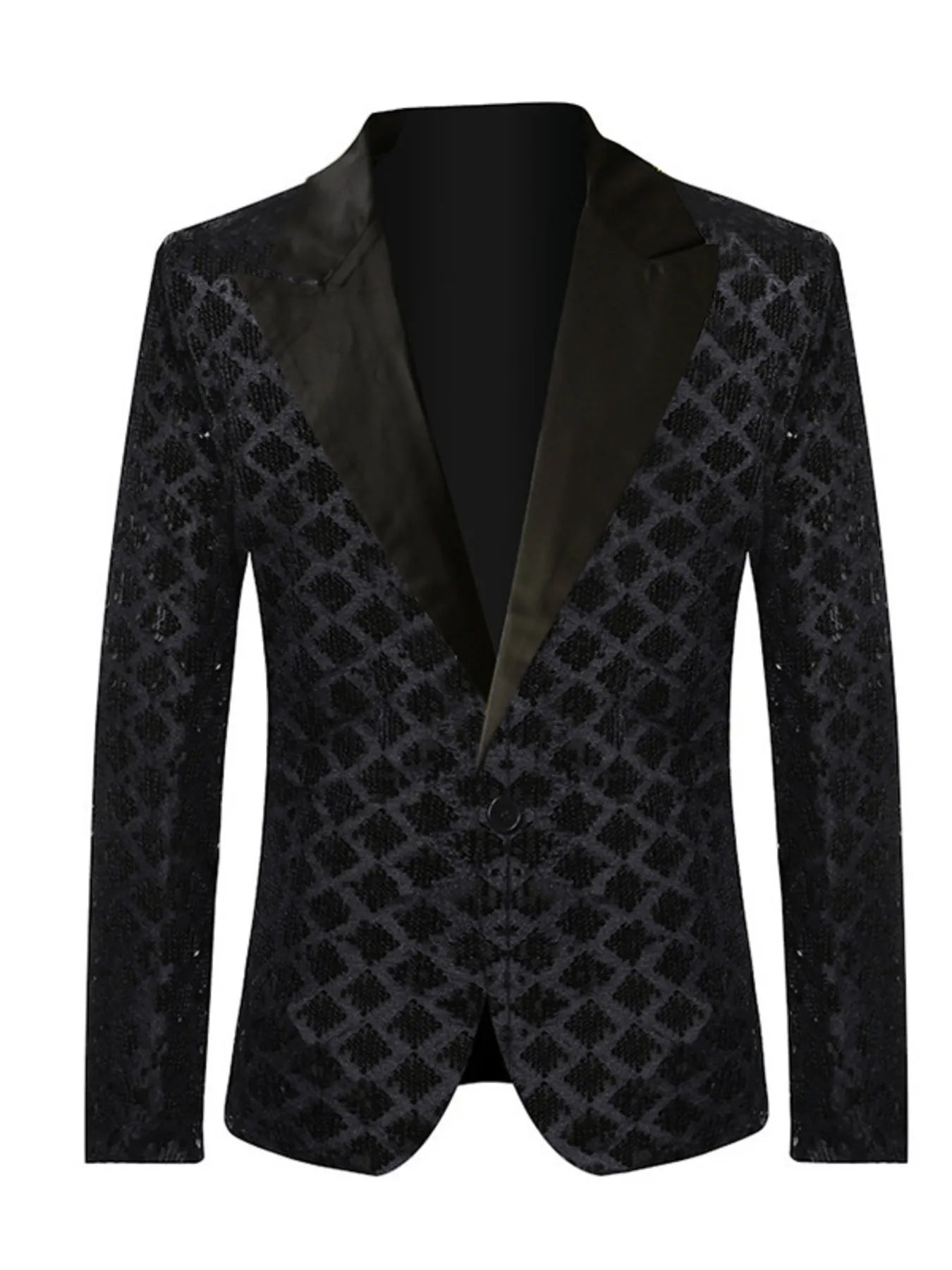 Men's One Button Long Sleeve Blazer