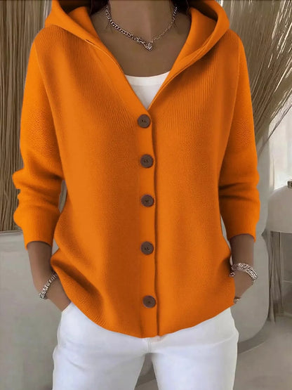 Plus Size Hooded Knit Cardigan, 12 Colors up to 5XL