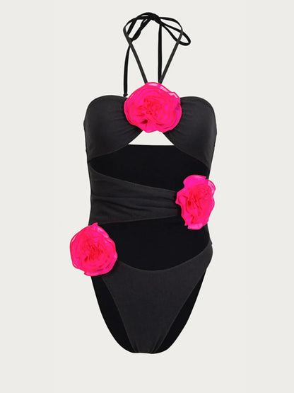 Flower Cutout One-Piece Swimwear