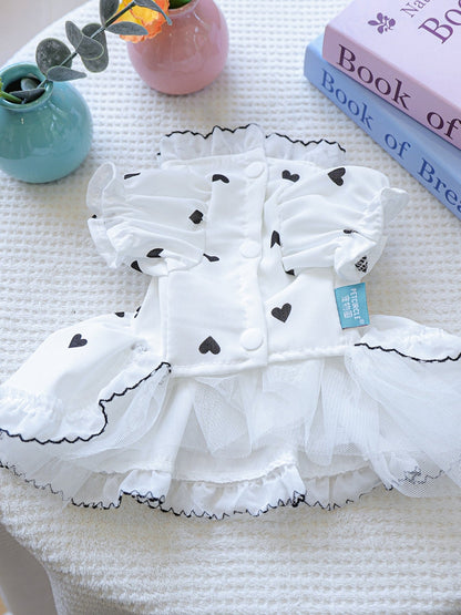 Heart-Patterned Bowknot Pet Dress