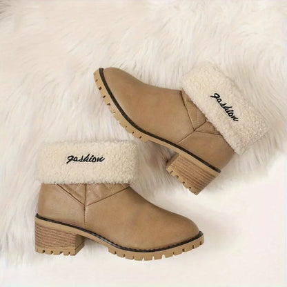 Round Toe Block Heels Boots