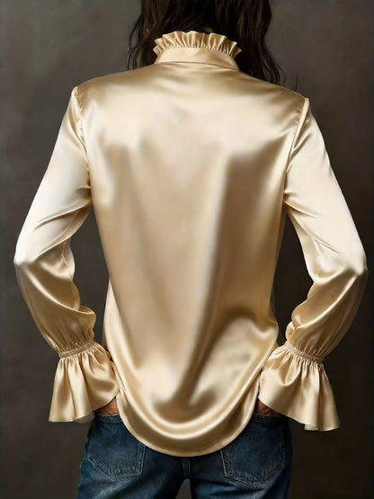 Button Up Flounce Sleeve Shirt